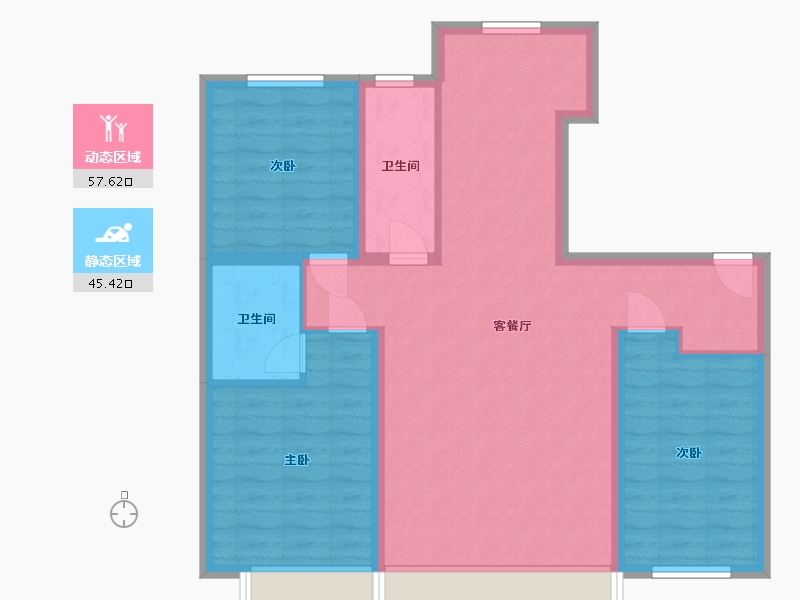 辽宁省-盘锦市-中天华府-88.00-户型库-动静分区