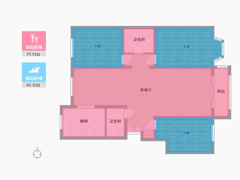 内蒙古自治区-巴彦淖尔市-大德壹號·公园墅-129.44-户型库-动静分区