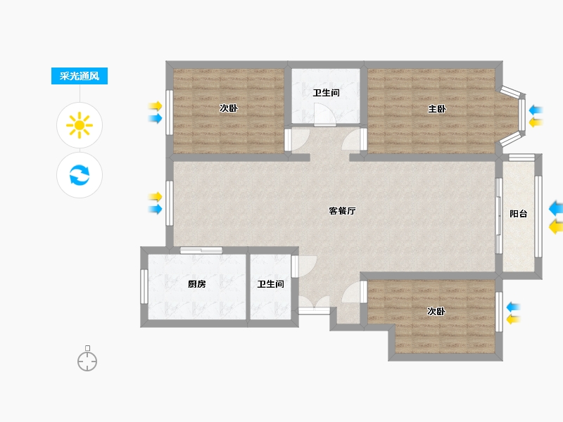 内蒙古自治区-巴彦淖尔市-大德壹號·公园墅-129.44-户型库-采光通风