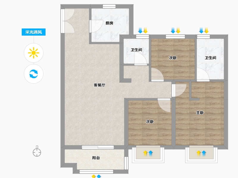 甘肃省-兰州市-万达-87.00-户型库-采光通风