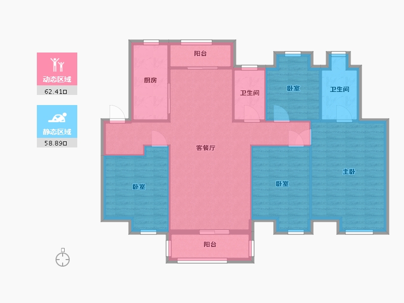 湖北省-武汉市-东原启城二期-106.50-户型库-动静分区