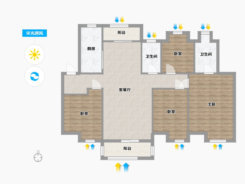 湖北省-武汉市-东原启城二期-106.50-户型库-采光通风