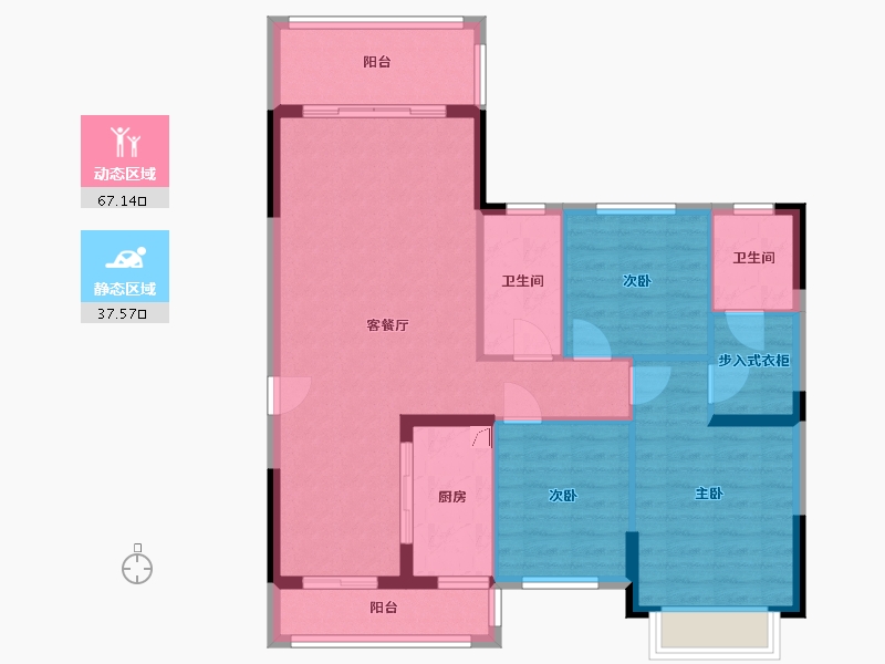 湖南省-湘潭市-欣积福湾-115.00-户型库-动静分区