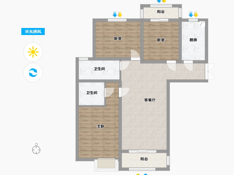 山西省-吕梁市-御锦华府-129.00-户型库-采光通风