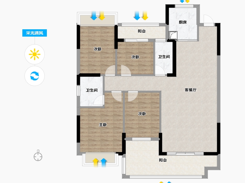 湖南省-湘潭市-欣积福湾-130.00-户型库-采光通风