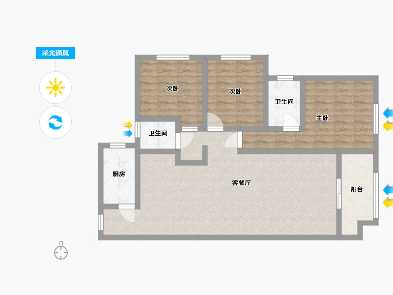 陕西省-商洛市-鑫苑壹号-130.00-户型库-采光通风