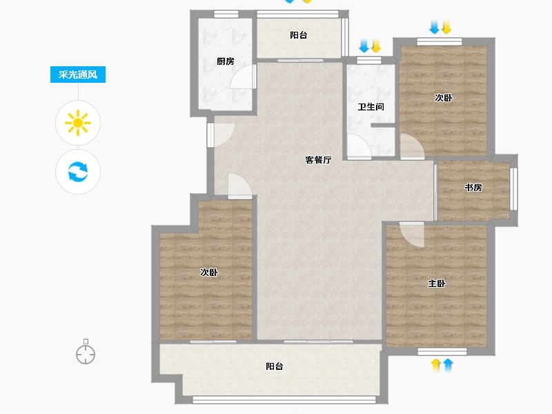 山东省-临沂市-德馨园-120.00-户型库-采光通风