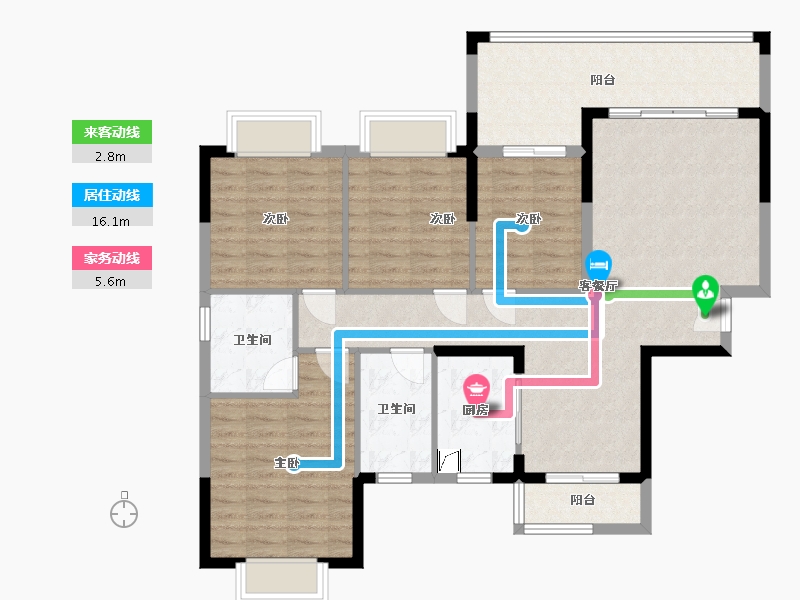 湖南省-湘潭市-欣积福湾-120.00-户型库-动静线