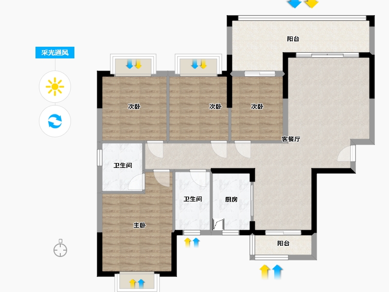 湖南省-湘潭市-欣积福湾-120.00-户型库-采光通风