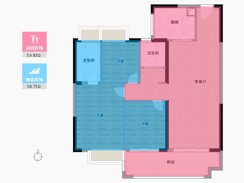 安徽省-安庆市-碧桂园中梁东方y-88.87-户型库-动静分区