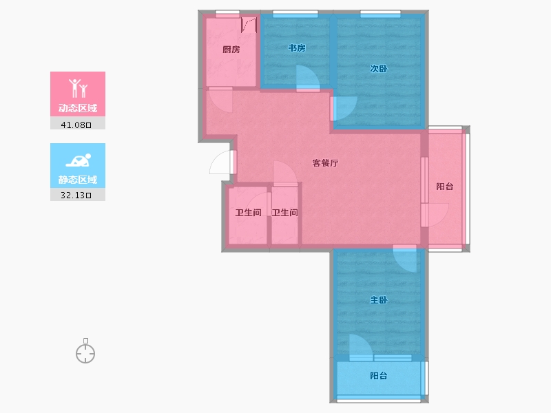 辽宁省-沈阳市-至尊广场-62.14-户型库-动静分区