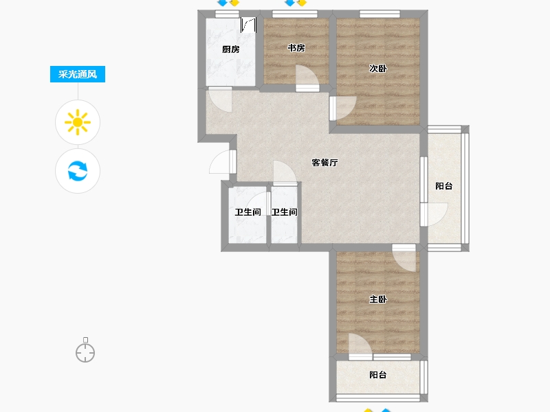 辽宁省-沈阳市-至尊广场-62.14-户型库-采光通风