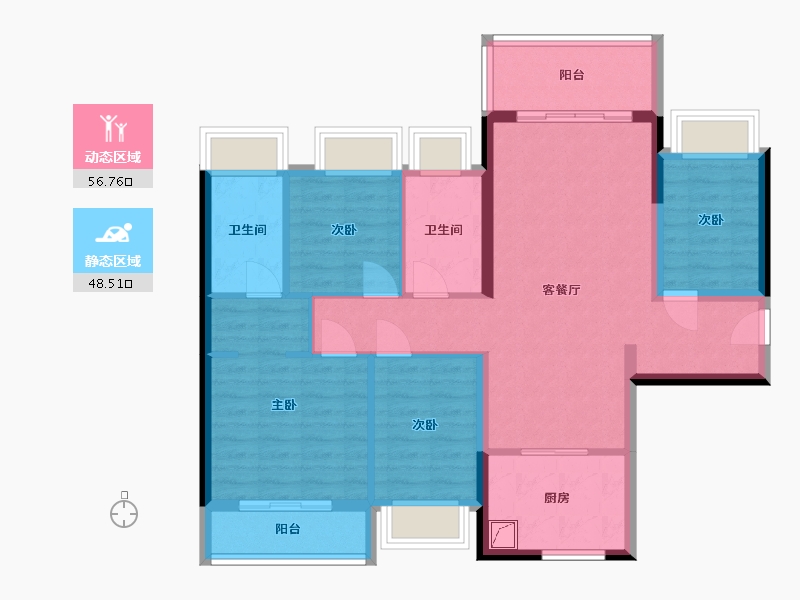 广东省-佛山市-顺德未来城-87.00-户型库-动静分区