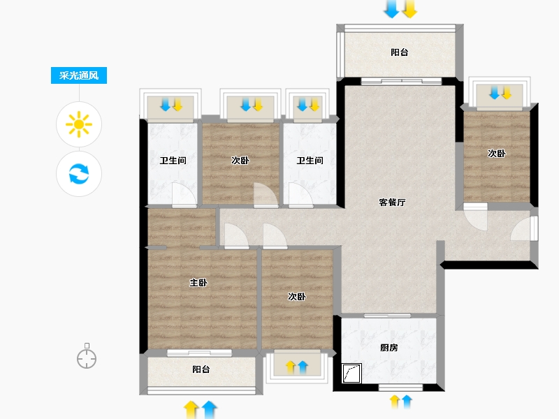 广东省-佛山市-顺德未来城-87.00-户型库-采光通风