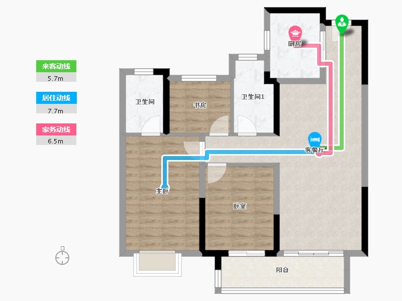 安徽省-宿州市-天元府-85.00-户型库-动静线