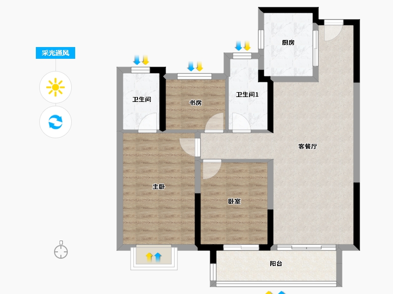 安徽省-宿州市-天元府-85.00-户型库-采光通风