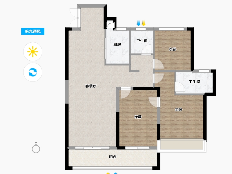 江苏省-无锡市-翡翠天元-106.00-户型库-采光通风