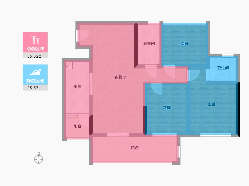 四川省-宜宾市-北辰天骄-95.00-户型库-动静分区