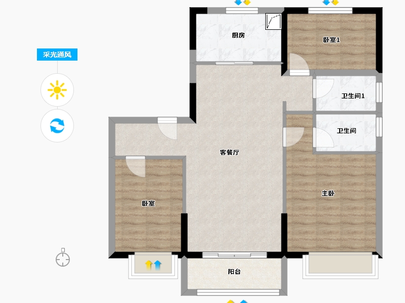 甘肃省-酒泉市-碧桂园-102.00-户型库-采光通风