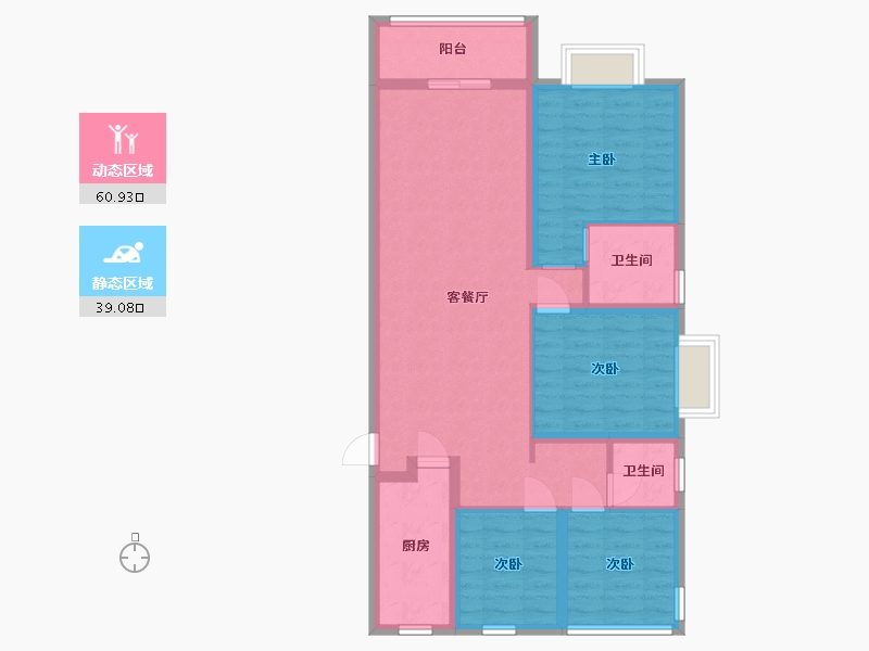 安徽省-合肥市-滨湖金茂悦-101.38-户型库-动静分区