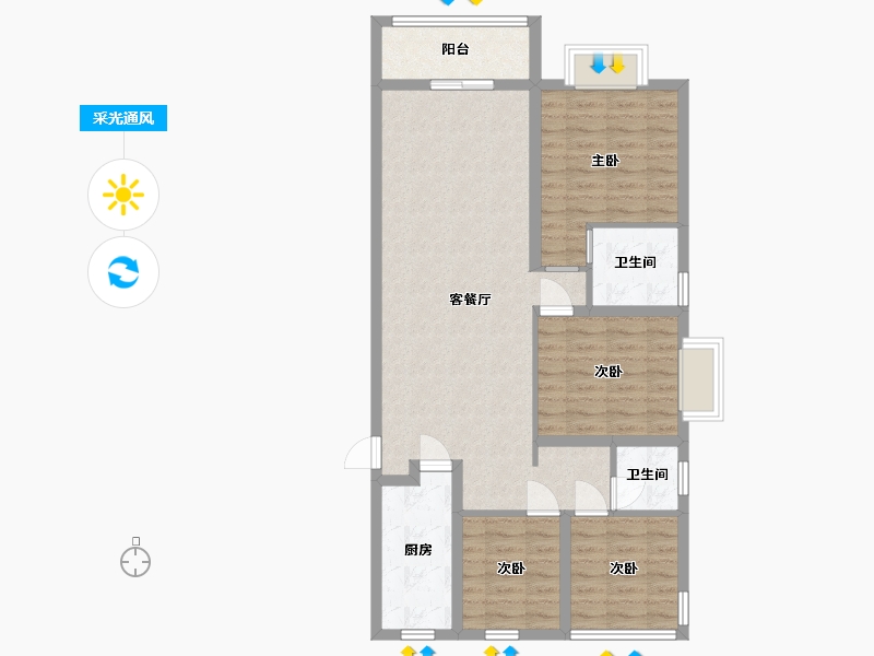 安徽省-合肥市-滨湖金茂悦-101.38-户型库-采光通风