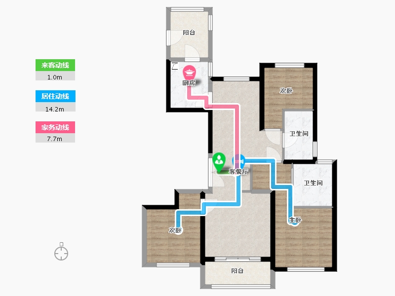 上海-上海市-古北中央公园-96.93-户型库-动静线