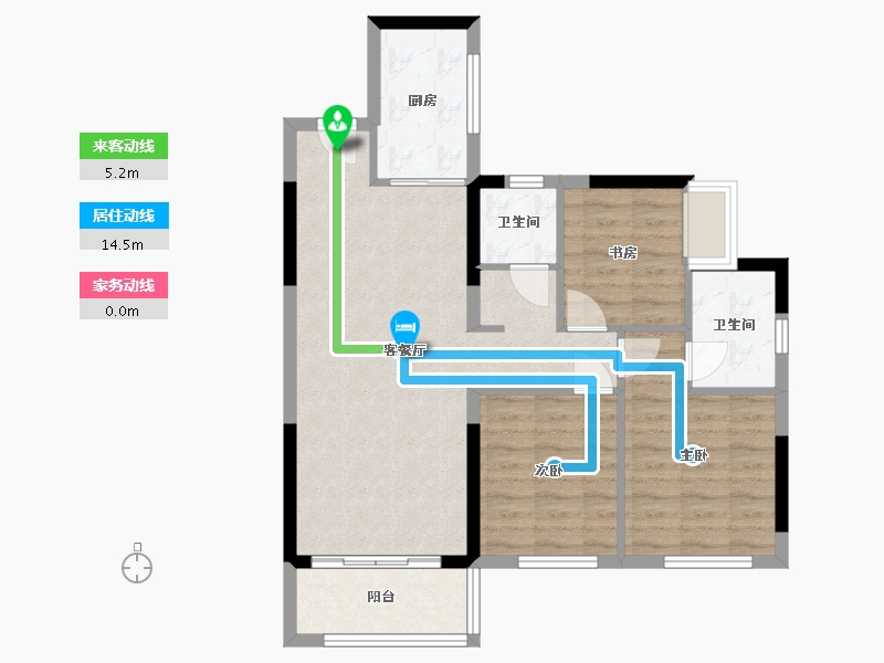 贵州省-贵阳市-中南春风南岸-76.40-户型库-动静线