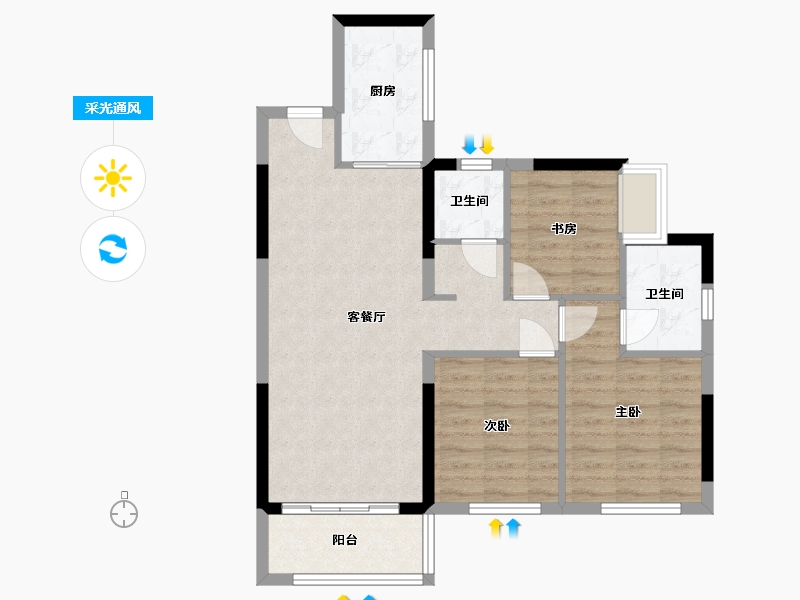 贵州省-贵阳市-中南春风南岸-76.40-户型库-采光通风