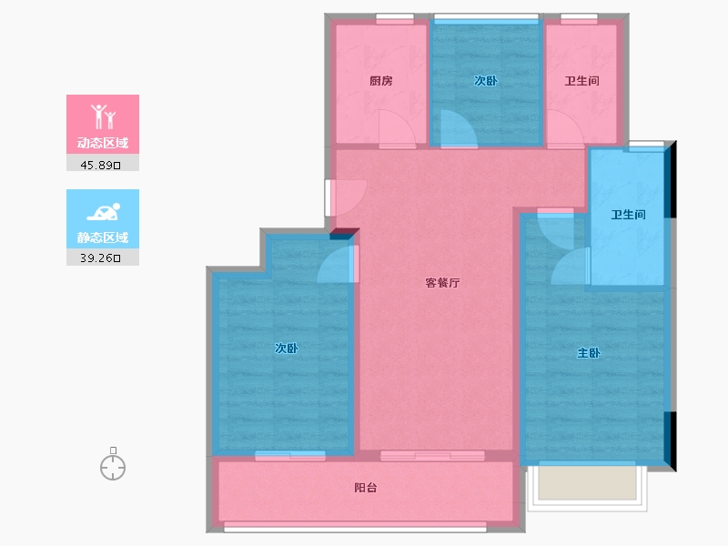 浙江省-衢州市-望潮府97户型-85.00-户型库-动静分区