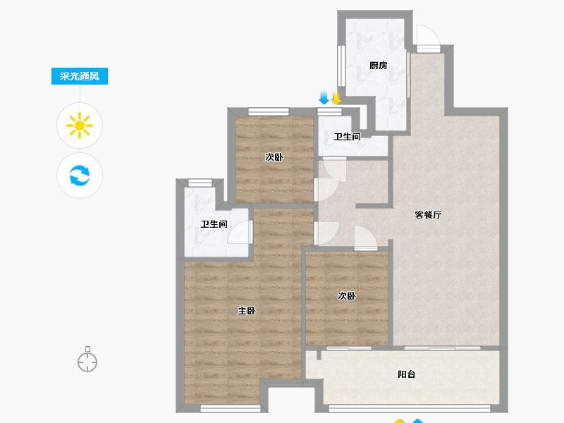 安徽省-滁州市-吾悦华府-81.00-户型库-采光通风