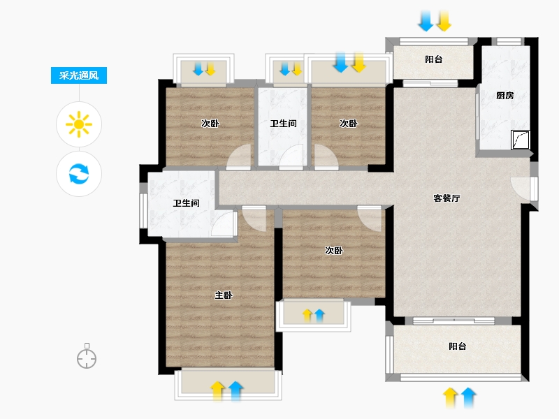 广东省-湛江市-廉江锦绣华景-105.00-户型库-采光通风