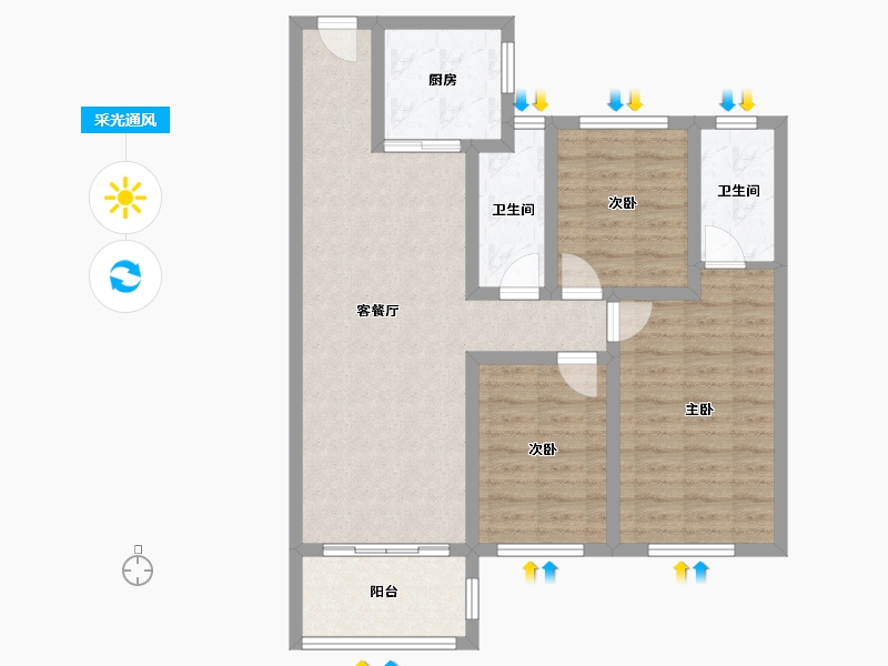 湖南省-长沙市-中海珑悦府-90.00-户型库-采光通风