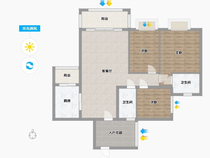 贵州省-六盘水市-汇熙花园-107.00-户型库-采光通风