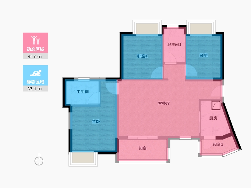 四川省-成都市-嘉裕第六洲-73.00-户型库-动静分区