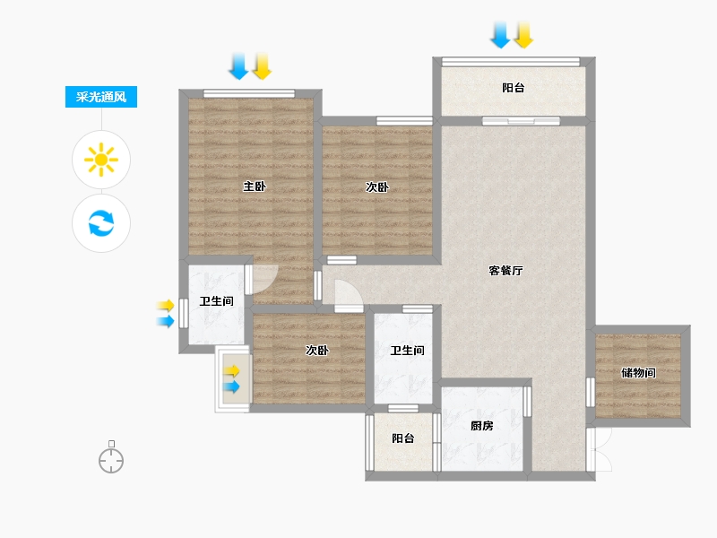 贵州省-黔南布依族苗族自治州-水岸铭门-105.00-户型库-采光通风