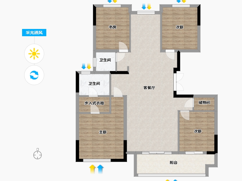 江苏省-镇江市-中南・君悦府-120.00-户型库-采光通风