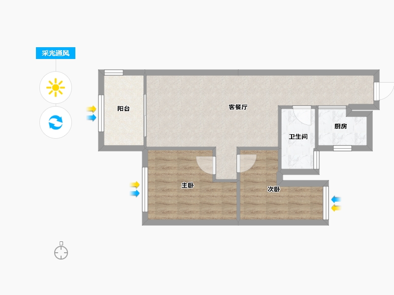 海南省-海口市-绿地海森林-68.67-户型库-采光通风