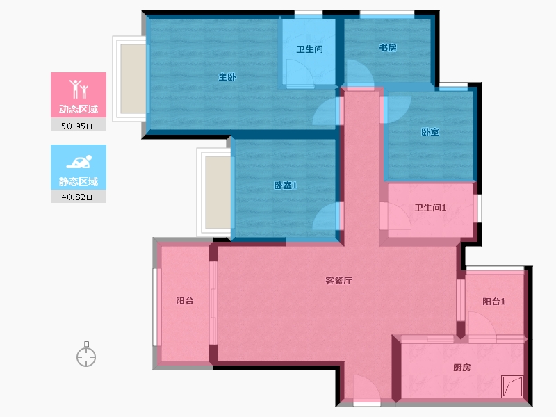 重庆-重庆市-荣盛滨江华府-89.00-户型库-动静分区