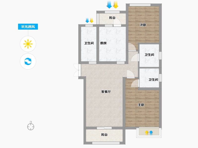 河南省-郑州市-建业花园里-94.00-户型库-采光通风