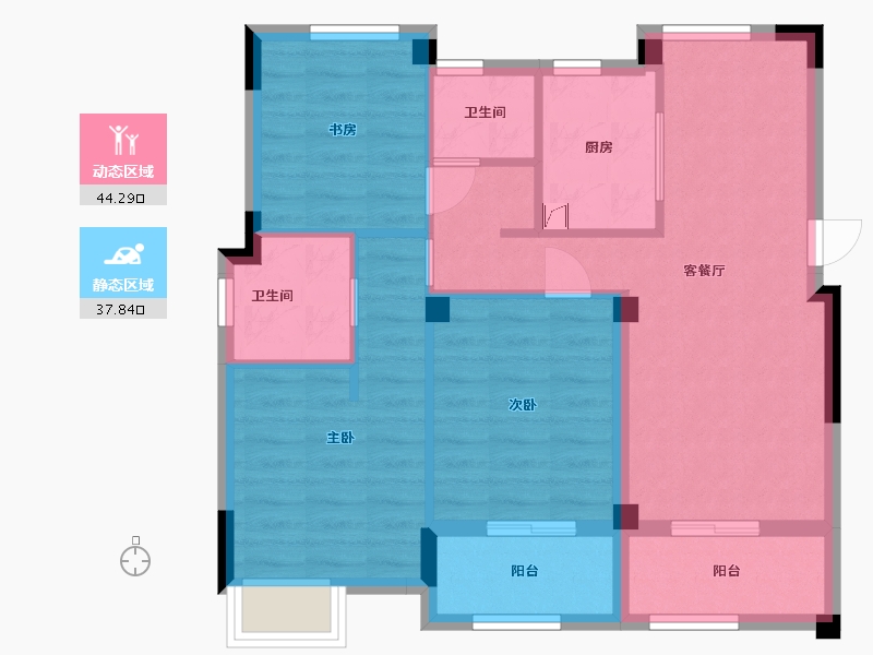 浙江省-金华市-玉泉院-72.60-户型库-动静分区