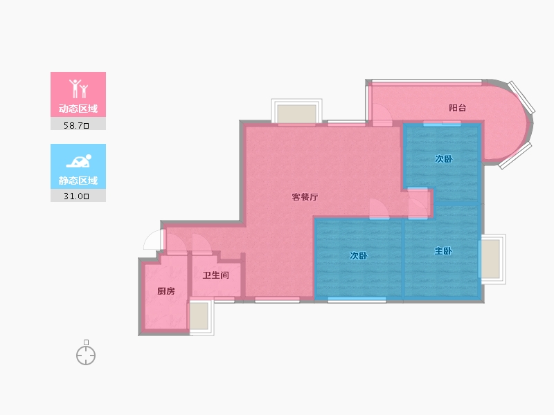 广东省-广州市-东苑小区-87.00-户型库-动静分区