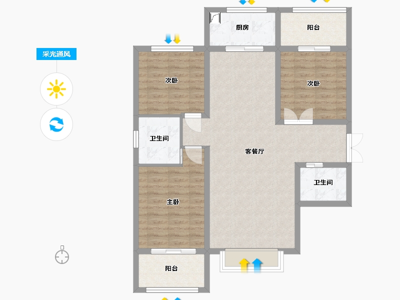 山西省-临汾市-功臣御苑-138.00-户型库-采光通风