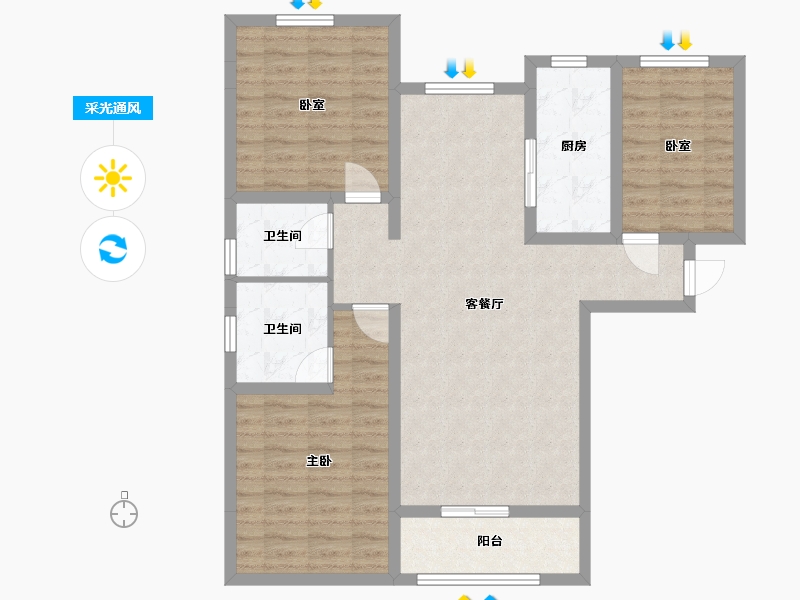 山西省-运城市-港府名都-117.00-户型库-采光通风