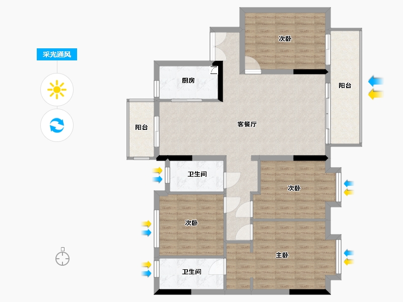 湖北省-宜昌市-学府壹号-130.00-户型库-采光通风