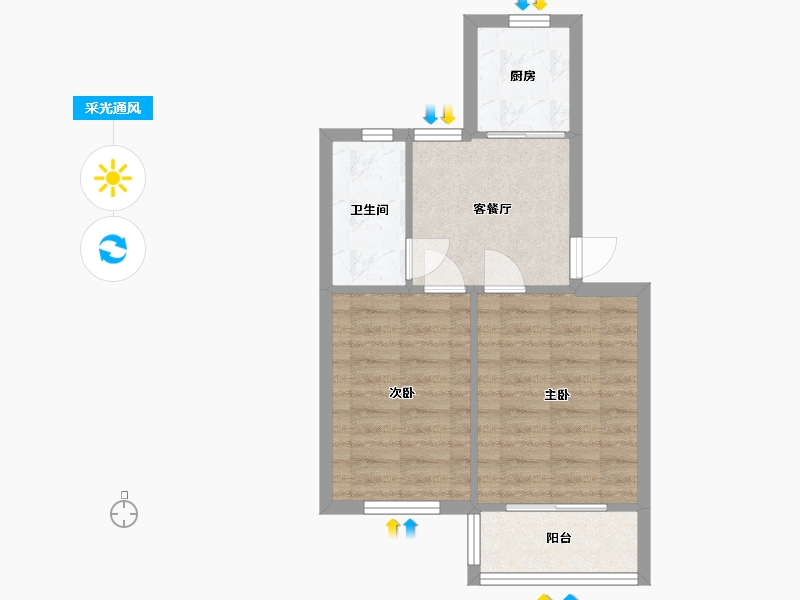 上海-上海市-乐业一村-42.80-户型库-采光通风