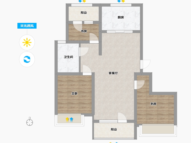 辽宁省-大连市-华润置地幸福里-70.00-户型库-采光通风