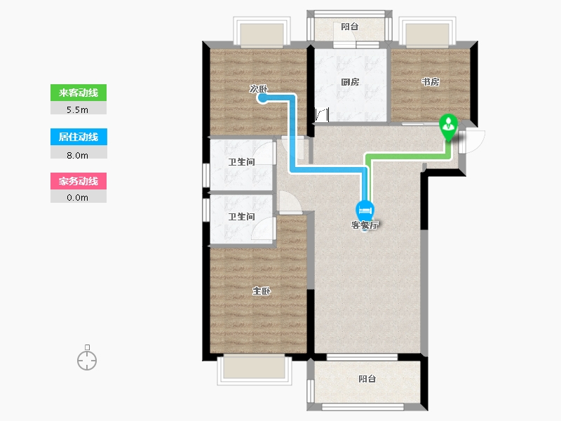 湖北省-武汉市-中粮光谷祥云-96.00-户型库-动静线