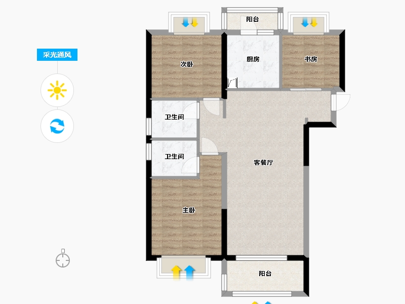 湖北省-武汉市-中粮光谷祥云-96.00-户型库-采光通风