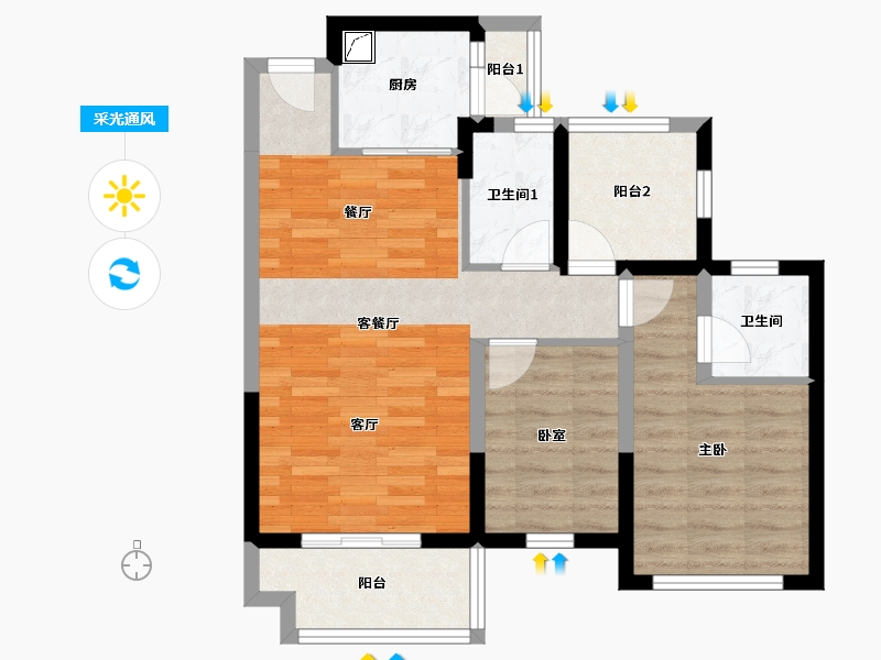 广东省-惠州市-林间漫-70.00-户型库-采光通风