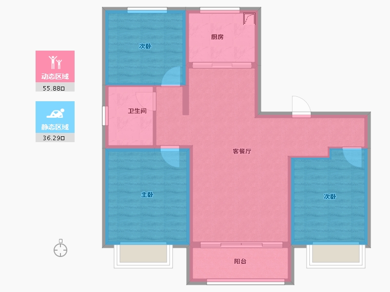 山东省-淄博市-金城春和园-91.25-户型库-动静分区